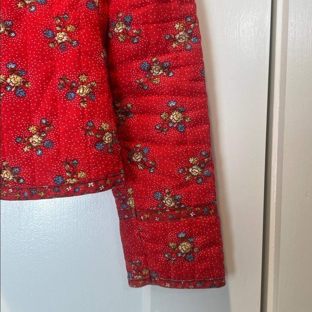 Vintage Cleveland Street Red Floral 1970s Embroidered Women's Jacket size 5. - Picture 3 of 11